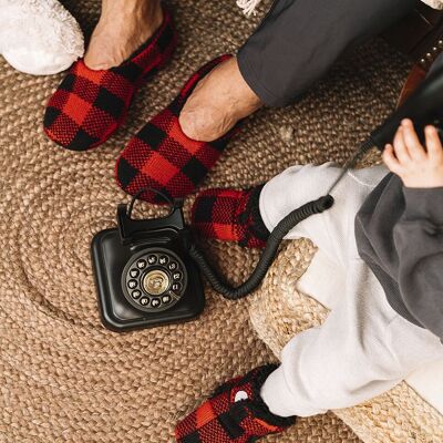 Zapatillas calcetines para hombres en Ajedrez Rojo y Negro (El mismo patrón disponible en adulto)