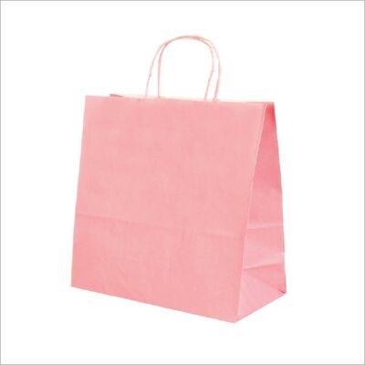 Bolsa de papel - Cuadrado rosa - 100 piezas - 21x24x8cm