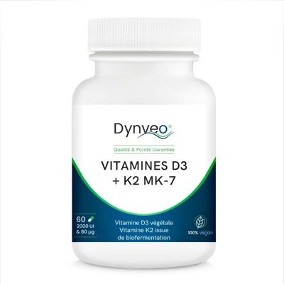 Vitamin D3 + K2 MK7 60 capsules 2000 IU and 80 µg