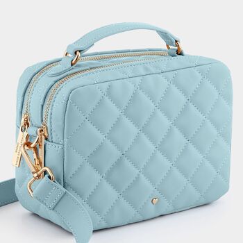 Sac Sasha en cuir vegan bleu poudré matelassé 4