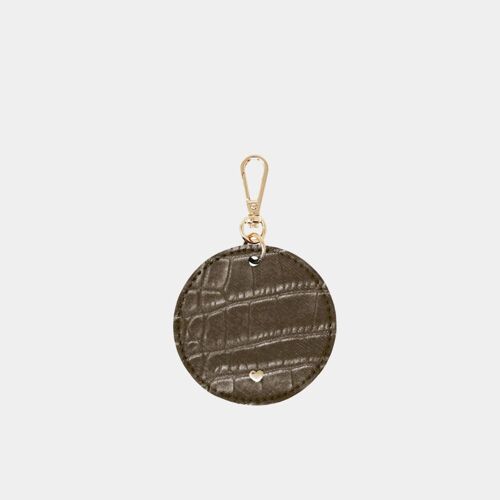 Grey Luxe Croc Arlo Circle Keyring