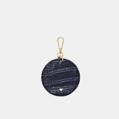 Navy Luxe Croc Arlo Circle Keyring