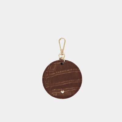 Tan Luxe Croc Arlo Circle Keyring