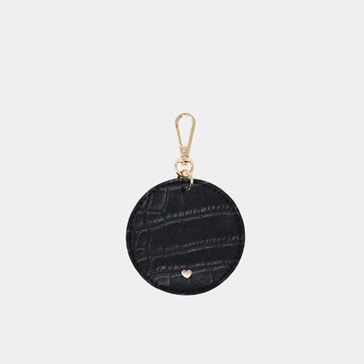 Black Luxe Croc Arlo Circle Keyring