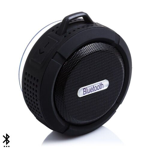 Altavoz bluetooth circular resistente al agua con ventosa C6 Negro