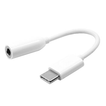 Câble adaptateur casque pour connexion de type C, avec sortie minijack 3,5 mm Blanc