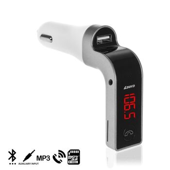 Kit voiture mains libres Bluetooth 4 en 1 avec émetteur FM Argent 1