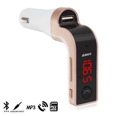 Kit vivavoce Bluetooth 4 in 1 per auto con trasmettitore FM Rose Gold