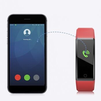 Bracelet intelligent ID115 avec moniteur de fréquence cardiaque, tension artérielle et notifications pour iOS et Android Rouge 2