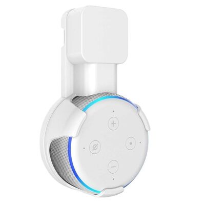 Portaspina per Amazon Echo Dot (Gen 3) con cavo e caricatore nascosto Bianco