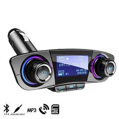 BT06 Bluetooth hands-free car kit with FM transmitter and 1.3-inch screen Black