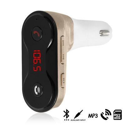 CARC8 Bluetooth Handsfree for Car with FM Transmitter Gold