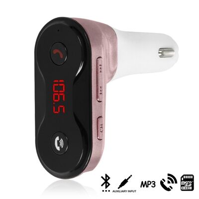 CARC8 Bluetooth Car Handsfree with FM Transmitter Rose Gold