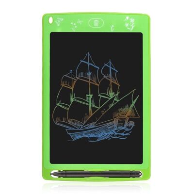 Tableta LCD portátil de dibujo y escritura con fondo multicolor de 8,5 pulgadas Verde