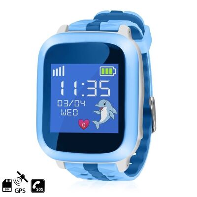 Smartwatch GPS 3-way locator special for children, with tracking function, SOS calls and call reception Blue