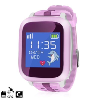 Smartwatch GPS 3-way locator special for children, with tracking function, SOS calls and call reception Purple