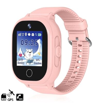 Smartwatch GPS spéciale pour les enfants, avec fonction de suivi, appels SOS et réception d'appels Rose