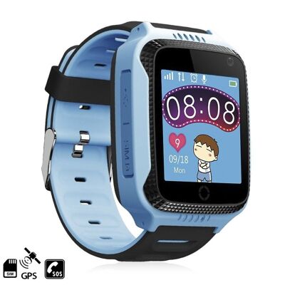 DAM Speciale Smartwatch GPS per bambini, con fotocamera, funzione di localizzazione, chiamate SOS e ricezione chiamate. 3x1x5 cm. Colore blu