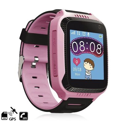 DAM Speciale Smartwatch GPS per bambini, con fotocamera, funzione di localizzazione, chiamate SOS e ricezione chiamata 3x1x5 Cm. Colore rosa