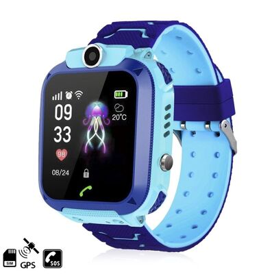 DAM Smartwatch LBS spécial pour enfants, avec fonction de suivi, appels SOS et réception d'appels. 4x1x5 cm. Couleur bleu