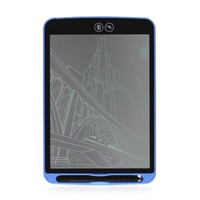 Tableta LCD portátil de dibujo y escritura de 12 pulgadas con borrado selectivo y bloqueo de borrado Azul