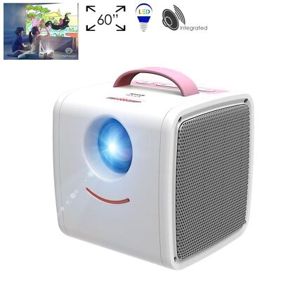 Portable children's video projector, with HDMI, USB, micro SD. HD1080P supported resolution. Pink