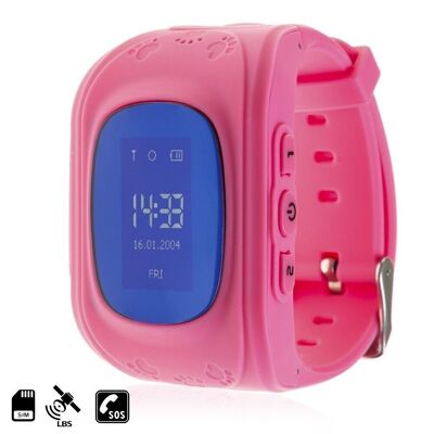 Smartwatch LBS speciale per bambini, con funzione di tracciamento, chiamate SOS e ricezione chiamate Pink