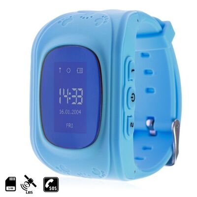 Smartwatch LBS speciale per bambini, con funzione di tracciamento, chiamate SOS e ricezione chiamate Blu