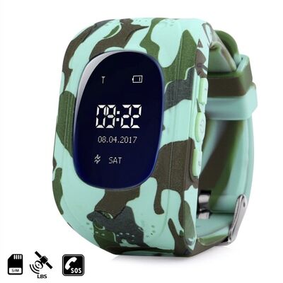 Smartwatch LBS speciale per bambini, con funzione di tracciamento, chiamate SOS e ricezione chiamate Verde Militare