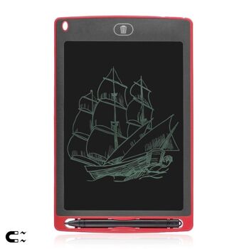 Tablette d'écriture et de dessin LCD portable de 8,5 pouces avec aimants de maintien rouge 1