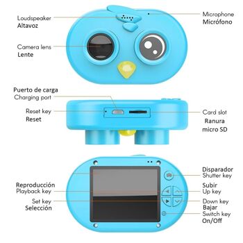 Appareil photo pour photos et vidéos pour la conception d'oiseaux pour enfants. Full HD1080 et 12 mégapixels Bleu 3