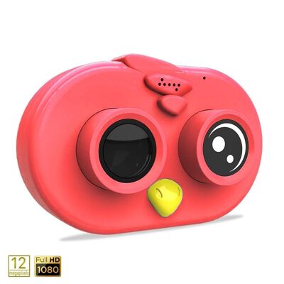 Kamera für Fotos und Videos für Kinder Vogeldesign. Full HD1080 und 12 Megapixel Rot