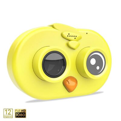 Kamera für Fotos und Videos für Kinder Vogeldesign. Full HD1080 und 12 Megapixel Gelb