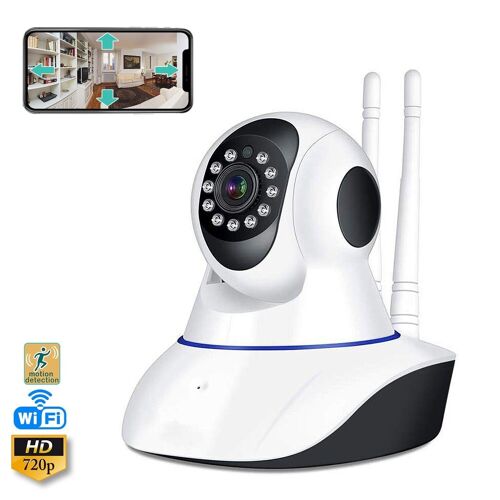 Cámara IP Wifi V11 motorizada 360° HD 720P, visión nocturna, detector de movimiento Blanco