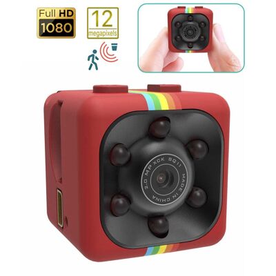 SQ11 Micro caméra Full HD 1080 avec vision nocturne et capteur de mouvement Rouge
