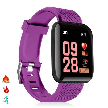 Bracelet intelligent ID116 Bluetooth 4.0 écran couleur, moniteur cardiaque, pouls et mode multisport Violet 1