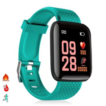 Bracelet intelligent ID116 Bluetooth 4.0 écran couleur, moniteur cardiaque, pouls et mode multisport Turquoise 1