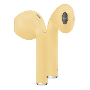 DAM D120 TWS Écouteurs tactiles Bluetooth 5.0 avec base de chargement et synchronisation automatique avec fenêtre pop-up Jaune clair 3