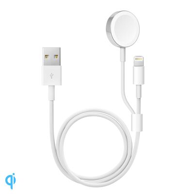 Cargador Lightning y Base de carga compatible con Apple Watch Color: Blanco