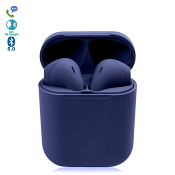 DAM D120 TWS Écouteurs tactiles Bluetooth 5.0 avec base de chargement et synchronisation automatique avec fenêtre pop-up Dark Navy Blue 1