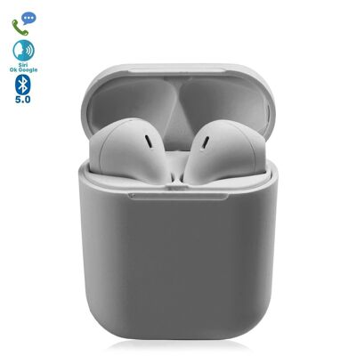 DAM D120 TWS Bluetooth 5.0 touch earphones with charging base and automatic synchronization with pop-up window Gray