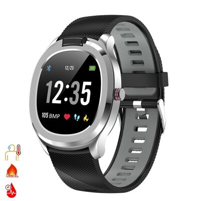 Smart bracelet T01 with measurement of body temperature, blood pressure and O2 in blood Gray