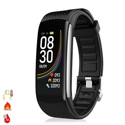 Smart bracelet T118 with measurement of body temperature, O2 in blood and tension. Black