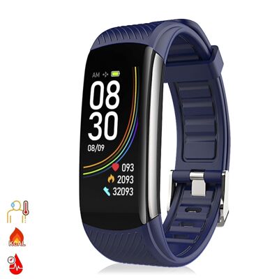 Smart Armband T118 mit Messung von Körpertemperatur, O2 im Blut und Blutdruck Blau