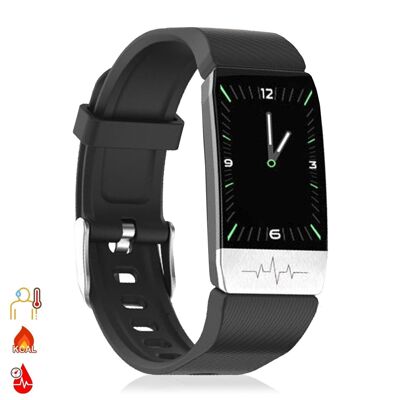 F112 Smart Bracelet with Body Temperature, Electrocardiogram, Blood Pressure and O2 Measurement Black