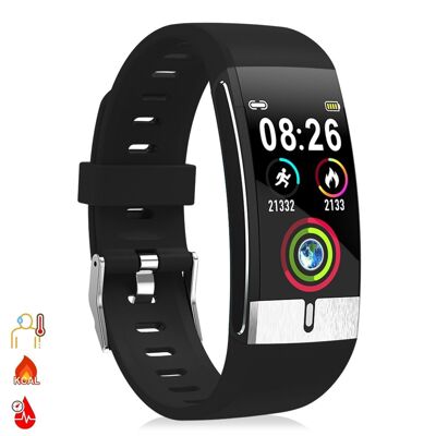 E66 smart bracelet with body temperature, electrocardiogram, blood pressure and O2 measurement Black