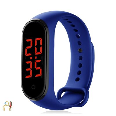 Bracelet M8 avec montre et thermomètre pour mesurer la température corporelle Bleu