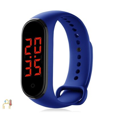 Bracciale M8 con orologio e termometro per la misurazione della temperatura corporea Blu