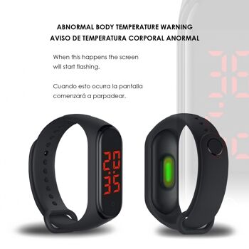 Bracelet M8 avec montre et thermomètre pour mesurer la température corporelle Rouge 2