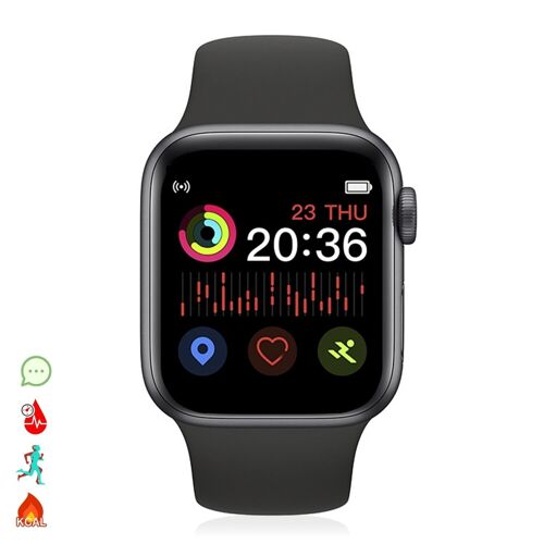 Smartwatch X6 con modo multideportivo, llamadas bluetooth manos libres y notificaciones para iOS y Android Negro